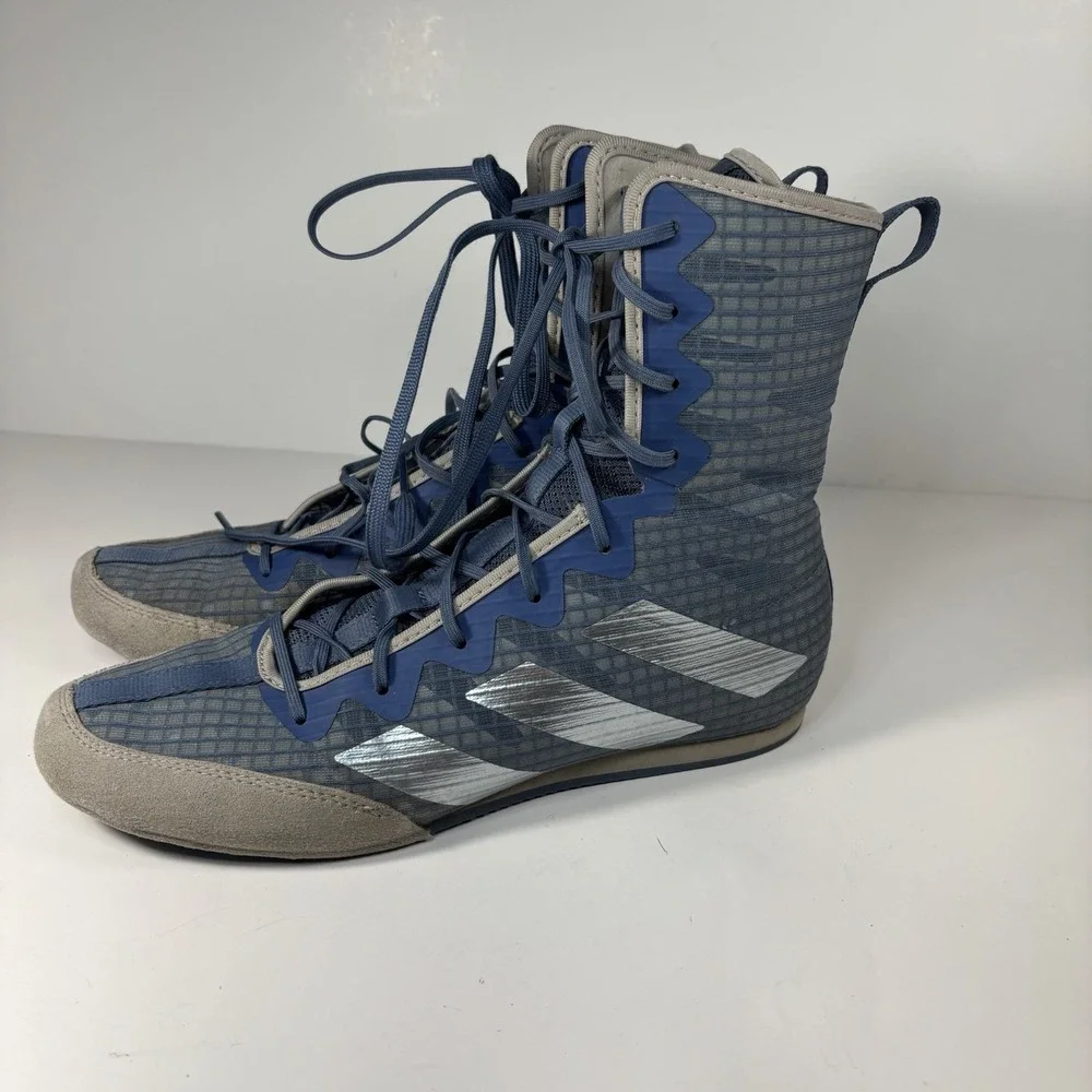 adidas Box Hog 4 Mens 6 Shoes Blue Grey Metallic Boxing Training Boots Sneaker